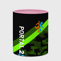 Кружка 3D Portal camo steel geometry, цвет: 3D-белый + розовый — фото 2