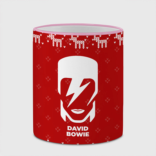 Кружка цветная Новогодний David Bowie с оленями / 3D-Розовый кант – фото 2