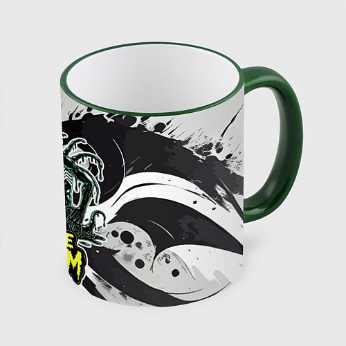 Кружка цветная Rick-Venom and Morty - meme / 3D-Зеленый кант – фото 1