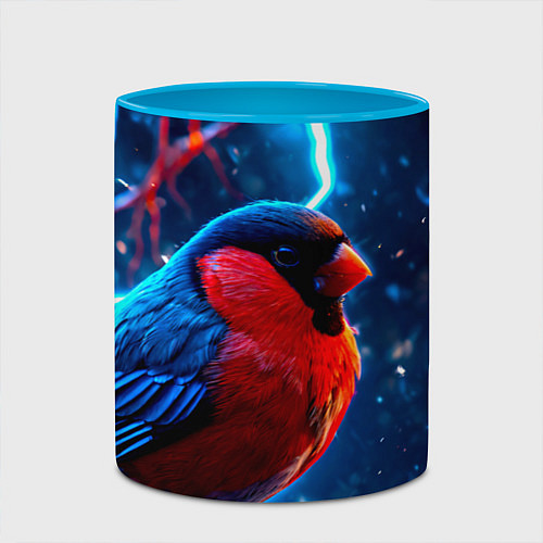 Кружка цветная Снигирь и молнии / 3D-Белый + небесно-голубой – фото 2