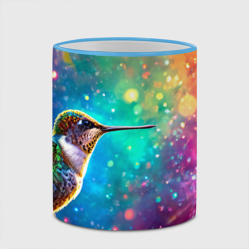 Кружка цветная Птичка колибри / 3D-Небесно-голубой кант – фото 2