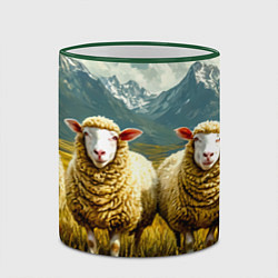 Кружка 3D Четыри овцы в горах, цвет: 3D-зеленый кант — фото 2