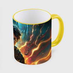 Кружка 3D Гарри Поттер магия, цвет: 3D-желтый кант