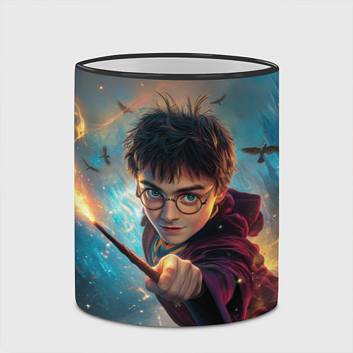 Кружка цветная Гарри Поттер и вороны / 3D-Черный кант – фото 2