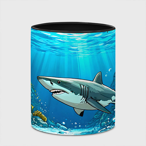 Кружка цветная Акула в океане / 3D-Белый + черный – фото 2