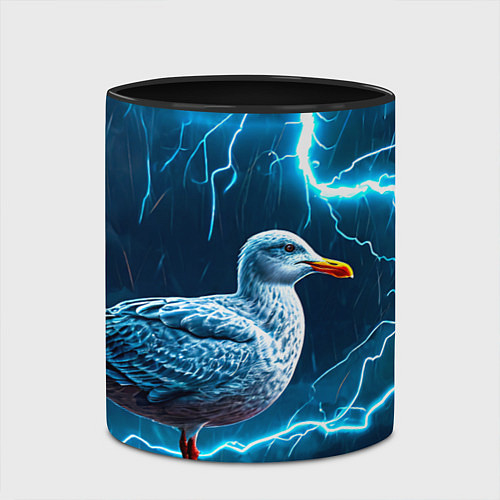 Кружка цветная Чайка и молния / 3D-Белый + черный – фото 2