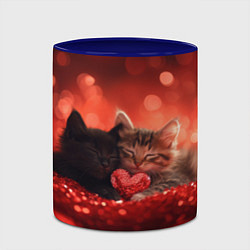 Кружка 3D Влюбленные котята с сердечком, цвет: 3D-белый + синий — фото 2