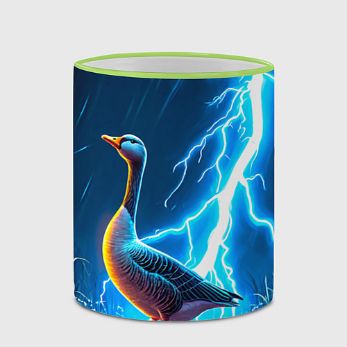 Кружка цветная Гусь и разряд молнии / 3D-Светло-зеленый кант – фото 2