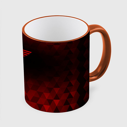 Кружка цветная Mini red poly / 3D-Оранжевый кант – фото 1