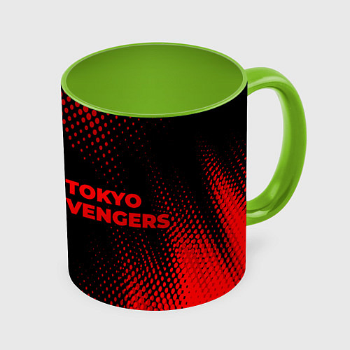 Кружка цветная Tokyo Revengers - red gradient по-горизонтали / 3D-Белый + светло-зеленый – фото 1