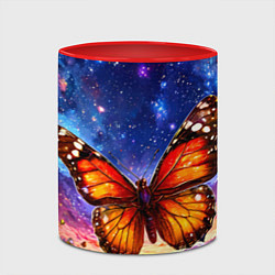 Кружка 3D Бабочка в космосе, цвет: 3D-белый + красный — фото 2