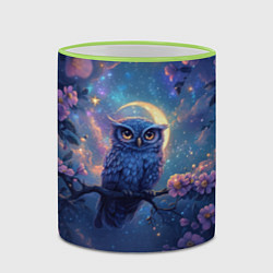 Кружка 3D Сова и фиолетовые цветы, цвет: 3D-светло-зеленый кант — фото 2