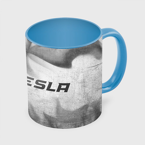 Кружка цветная Tesla - white gradient по-горизонтали / 3D-Белый + небесно-голубой – фото 1