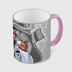 Кружка 3D Ма Дон Сок - якудза с капучино, цвет: 3D-розовый кант