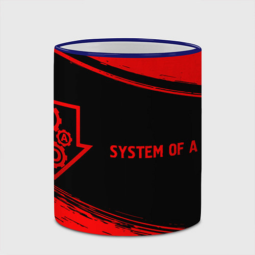 Кружка цветная System of a Down - red gradient по-горизонтали / 3D-Синий кант – фото 2