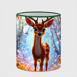 Кружка 3D Олень в искристом лесу, цвет: 3D-зеленый кант — фото 2