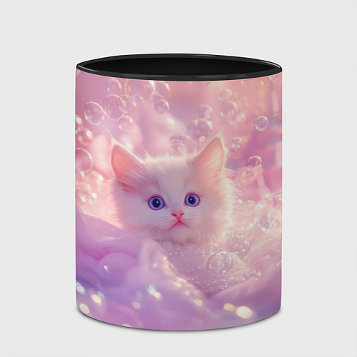 Кружка цветная Котенок в пузырях / 3D-Белый + черный – фото 2