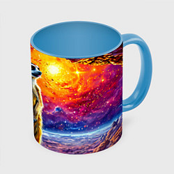 Кружка 3D Сурикат и космическое небо, цвет: 3D-белый + небесно-голубой
