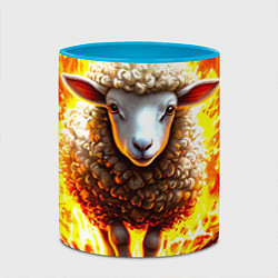 Кружка 3D Овечка в огне, цвет: 3D-белый + небесно-голубой — фото 2