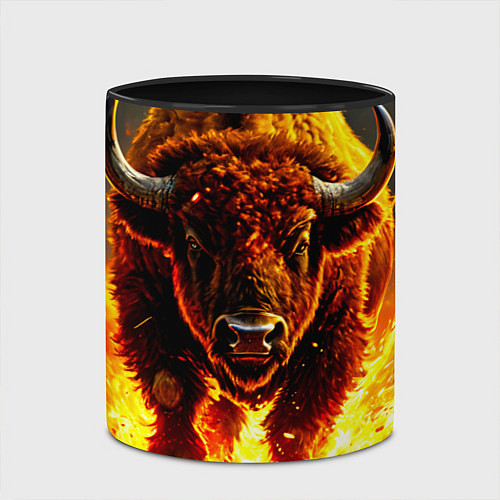 Кружка цветная Буйвол в огне / 3D-Белый + черный – фото 2