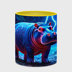 Кружка 3D Бегемот в разрядах молний, цвет: 3D-белый + желтый — фото 2