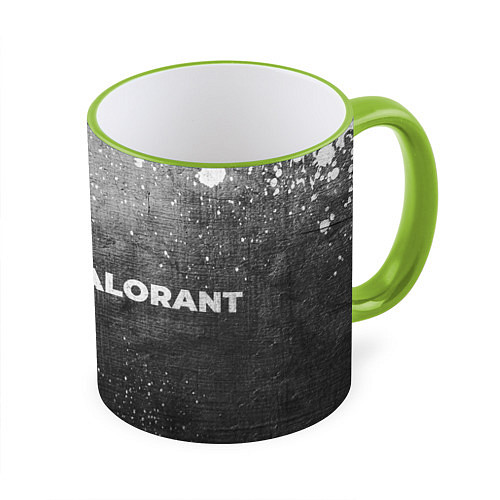 Кружка цветная Valorant - grey gradient по-горизонтали / 3D-Светло-зеленый кант – фото 1