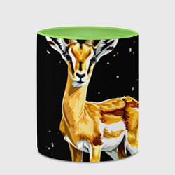 Кружка 3D Газель на черном, цвет: 3D-белый + светло-зеленый — фото 2