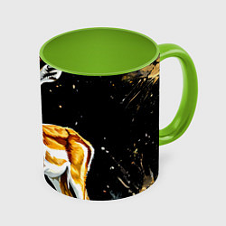 Кружка 3D Газель на черном, цвет: 3D-белый + светло-зеленый