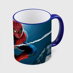 Кружка 3D Спайдермен паутина, цвет: 3D-синий кант