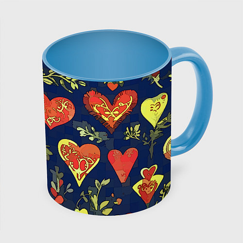Кружка цветная Дела сердечные / 3D-Белый + небесно-голубой – фото 1