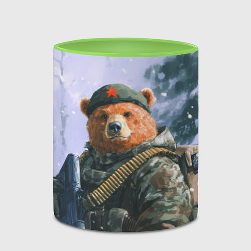 Кружка цветная Русский солдат патриот / 3D-Белый + светло-зеленый – фото 2