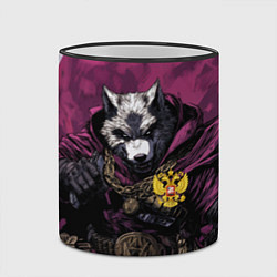 Кружка 3D Волк с золотым гербом РФ, цвет: 3D-черный кант — фото 2