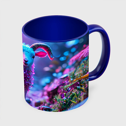 Кружка цветная Козлик в розовом / 3D-Белый + синий – фото 1