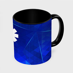 Кружка 3D Red Hot Chili Peppers blue poly, цвет: 3D-белый + черный