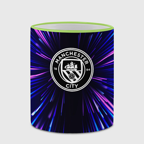 Кружка цветная Manchester City neon energy / 3D-Светло-зеленый кант – фото 2