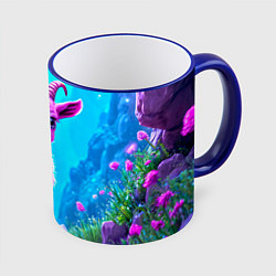 Кружка 3D Розовый козлик, цвет: 3D-синий кант