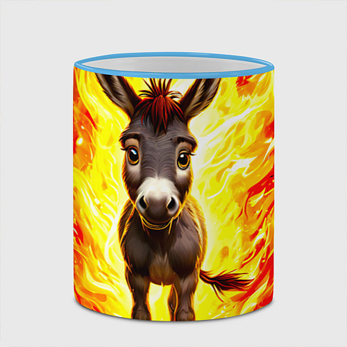 Кружка цветная Ослик в огне / 3D-Небесно-голубой кант – фото 2