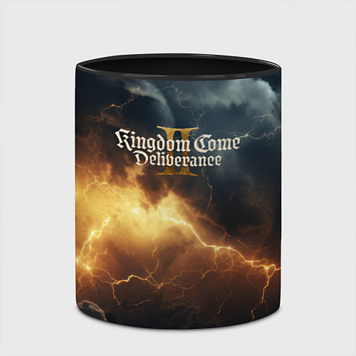 Кружка цветная Kingdom Come Deliverance 2 лого на черном небе / 3D-Белый + черный – фото 2