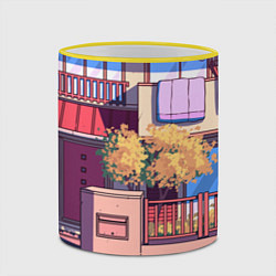 Кружка 3D Lo-fi японский стиль улица, цвет: 3D-желтый кант — фото 2