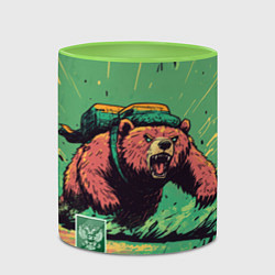 Кружка 3D Русский медведь атакует, цвет: 3D-белый + светло-зеленый — фото 2