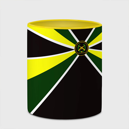 Кружка цветная Мотострелковые войска: шеврон без текста / 3D-Белый + желтый – фото 2