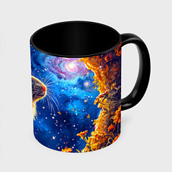 Кружка 3D Крыса и космическое небо, цвет: 3D-белый + черный