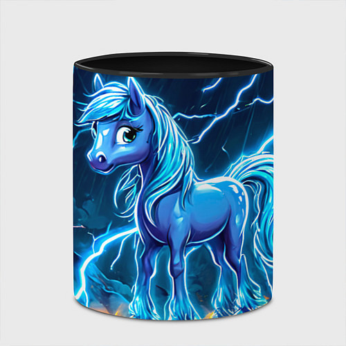 Кружка цветная Лошадка в разрядах молнии / 3D-Белый + черный – фото 2