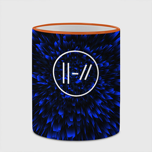 Кружка цветная Twenty One Pilots blue energy / 3D-Оранжевый кант – фото 2