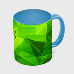 Кружка 3D In Flames green poly, цвет: 3D-белый + небесно-голубой