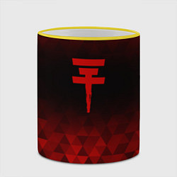 Кружка 3D Tokio Hotel red poly, цвет: 3D-желтый кант — фото 2