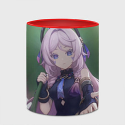 Кружка 3D Genshin Impact Ситлали под зелёным листом, цвет: 3D-белый + красный — фото 2