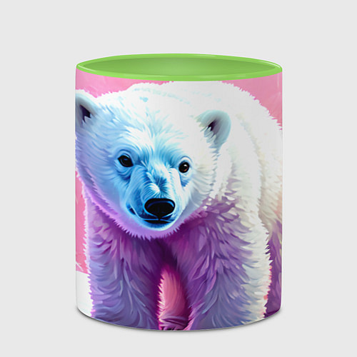Кружка цветная Белый медведь в розовом свете / 3D-Белый + светло-зеленый – фото 2