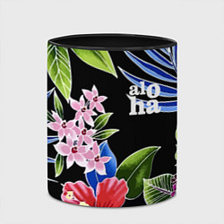 Кружка 3D Tropical flowers - aloha, цвет: 3D-белый + черный — фото 2