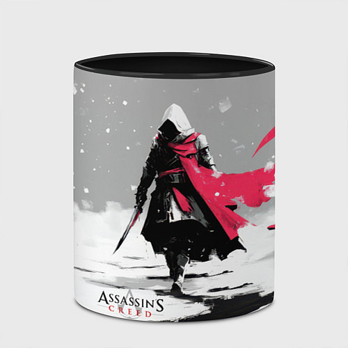 Кружка цветная Assassins Creed winter ninja / 3D-Белый + черный – фото 2